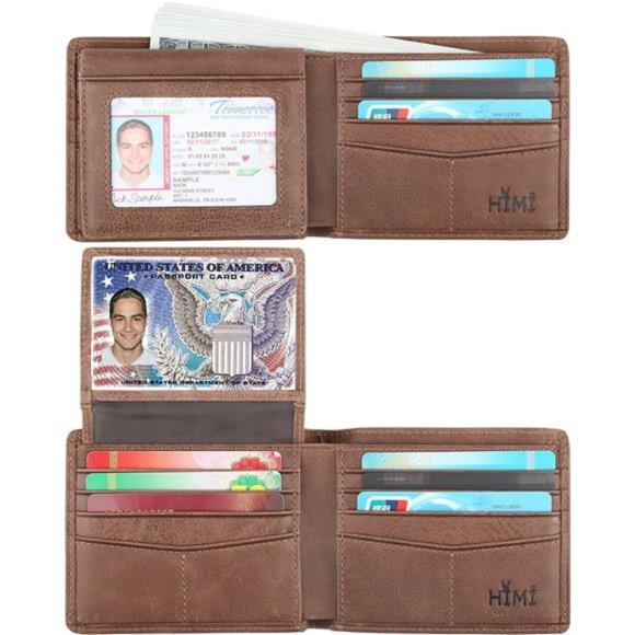 Wallet for Men-Genuine Leather RFID Blocking Bifold Stylish Wallet With 2 ID